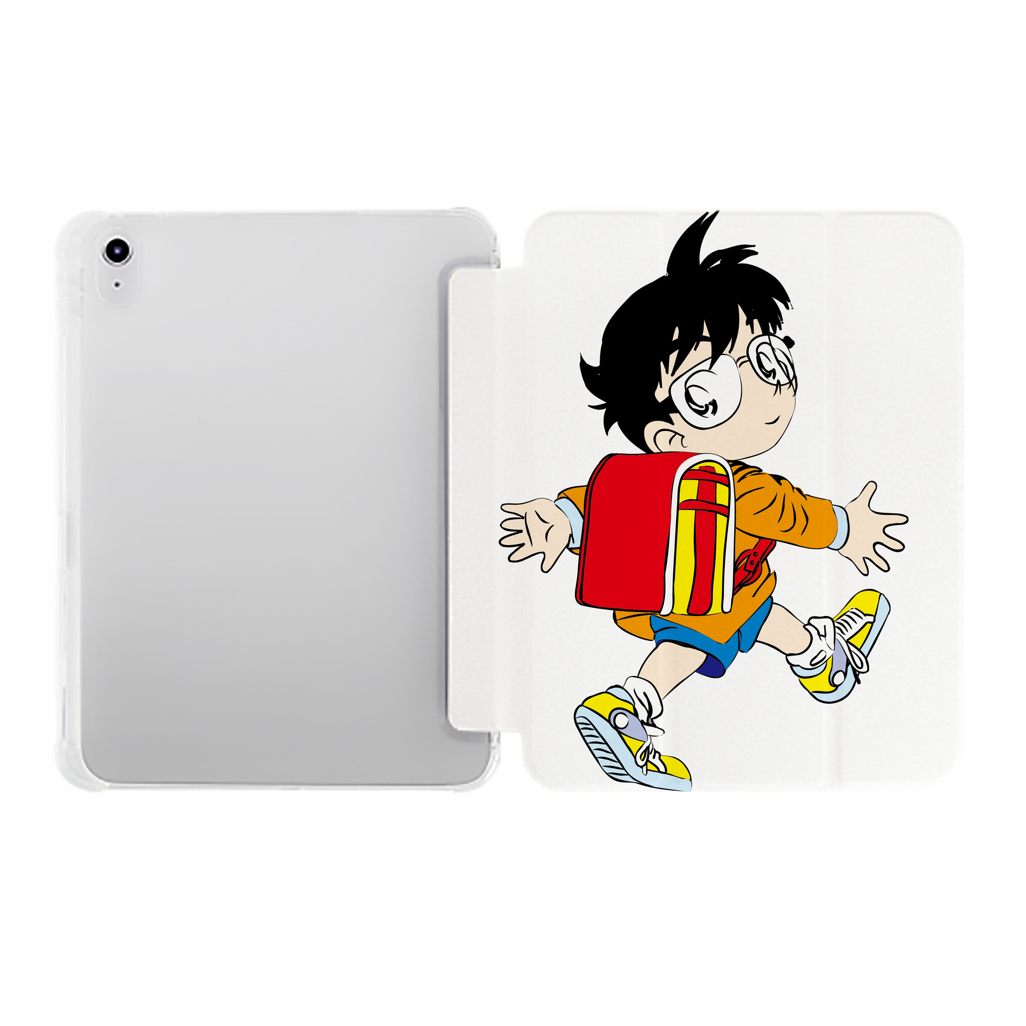 （画像用） 名探偵コナン 江戸川 コナン Detective Conan Conan Edogawa IPad ケース ペン収納付き 三つ折りスタンド PUレザー×シリコン 対応機種9.5/10.5/10.9インチ
